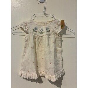 NWT Easy Peasy Cream Floral 100% Organic Cotton Dress - 6M
